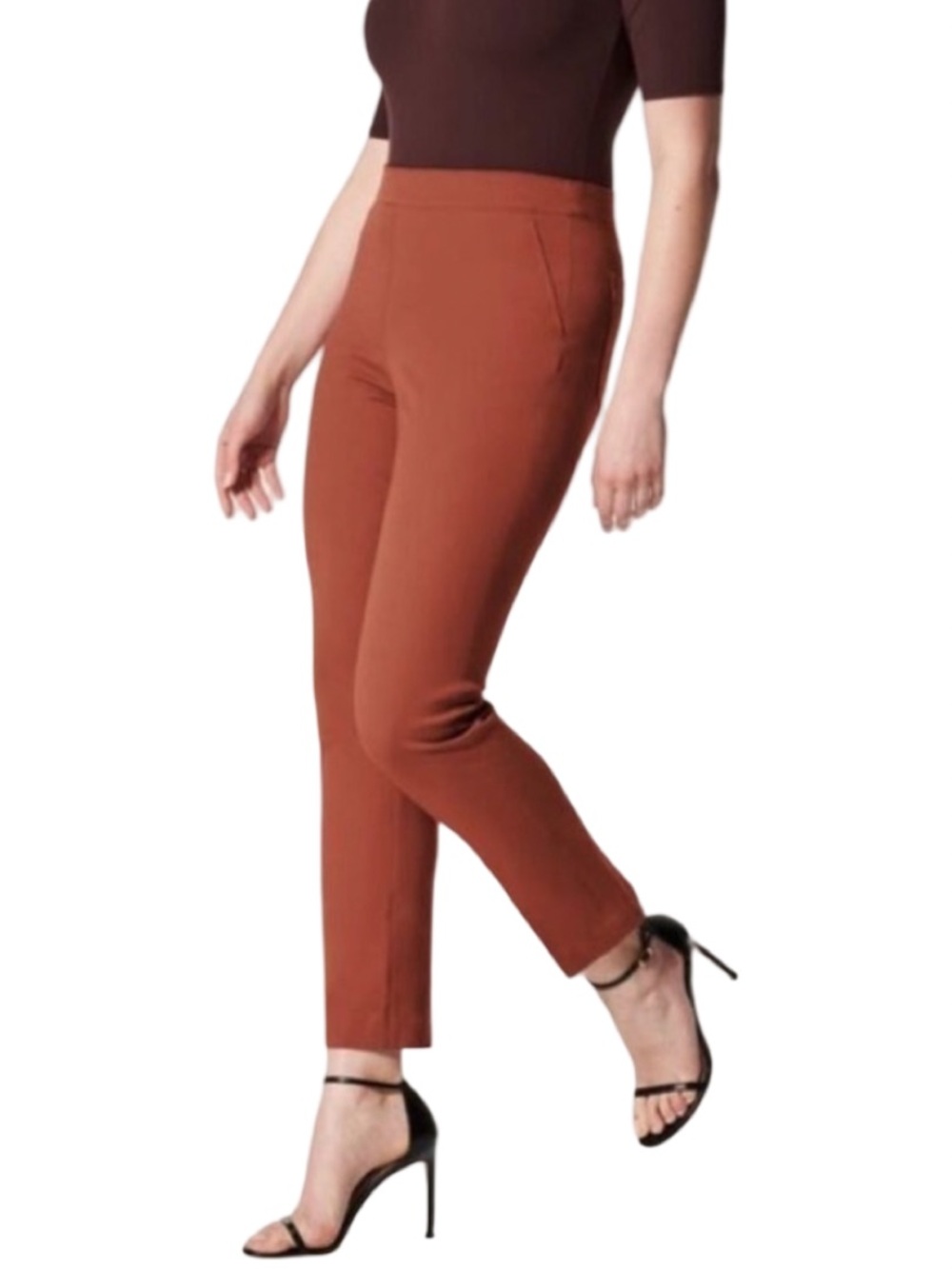Spanx On the Go Slim Straight Ankle Pant Bronze Terracotta Medium Fall Preppy